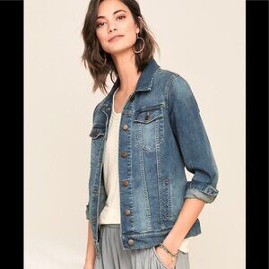 Garnet Hill Denim Jacket Women's 2 Blue Dark Wash Fading Classic Coastal sz 10